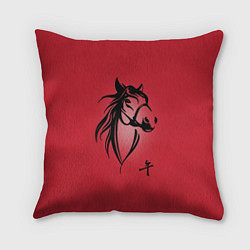 Подушка квадратная Огненная лошадь с иероглифом, цвет: 3D-принт