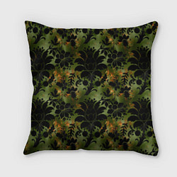 Подушка квадратная Темные тропические листья, цвет: 3D-принт