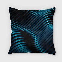 Подушка квадратная Волны голубого металла, цвет: 3D-принт