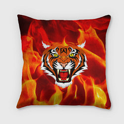 Подушка квадратная Fire Tiger Face 2022, цвет: 3D-принт