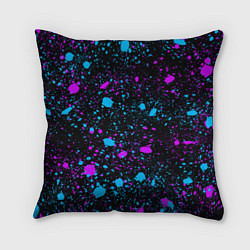 Подушка квадратная Брызги неоновые ярких красок, цвет: 3D-принт