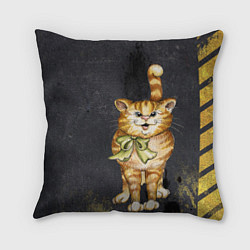 Подушка квадратная Полосатый кот на асфальте