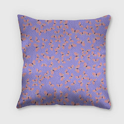 Подушка квадратная Бабочки паттерн лиловый, цвет: 3D-принт
