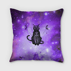 Подушка квадратная Космическая черная кошка, цвет: 3D-принт