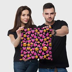 Подушка квадратная Эмодзи сердечки, цвет: 3D-принт — фото 2