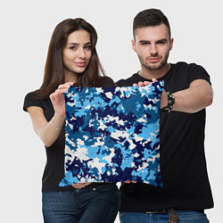 Подушка квадратная Сине-бело-голубой камуфляж, цвет: 3D-принт — фото 2