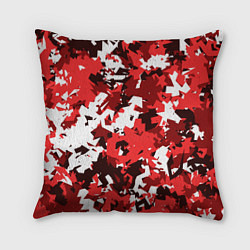 Подушка квадратная Красно-белый камуфляж, цвет: 3D-принт
