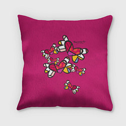 Подушка квадратная Romero Britto - flying hearts, цвет: 3D-принт