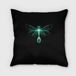 Подушка квадратная Неоновая стрекоза, цвет: 3D-принт