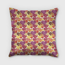 Подушка квадратная Красивые Сердечки LOVE, цвет: 3D-принт