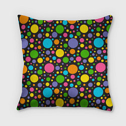 Подушка квадратная Радужный горошек, цвет: 3D-принт