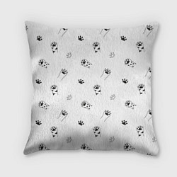 Подушка квадратная Паттерн - кошачьи лапки 3D