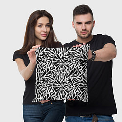 Подушка квадратная Черно белый абстрактный узор, цвет: 3D-принт — фото 2
