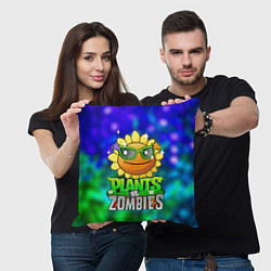 Подушка квадратная Plants vs Zombies подсолнух, цвет: 3D-принт — фото 2