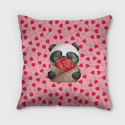 Подушка квадратная Панда с валентинкой день влюбленных