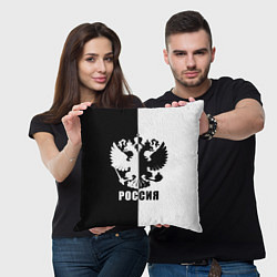 Подушка квадратная РОССИЯ чёрно-белое, цвет: 3D-принт — фото 2