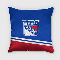 Подушка квадратная New York Rangers Нью Йорк Рейнджерс, цвет: 3D-принт