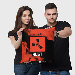 Подушка квадратная RUST - Красное Пламя, цвет: 3D-принт — фото 2