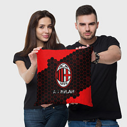 Подушка квадратная МИЛАН AC Milan Соты, цвет: 3D-принт — фото 2