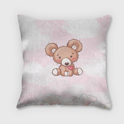 Подушка квадратная Плюшевый мишка игрушка, цвет: 3D-принт