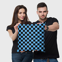 Подушка квадратная Шахматная доска Синяя, цвет: 3D-принт — фото 2
