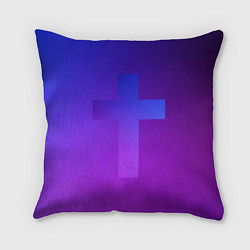 Подушка квадратная Крест в неоне, цвет: 3D-принт