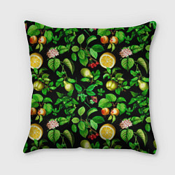 Подушка квадратная Груши и лимоны, цвет: 3D-принт