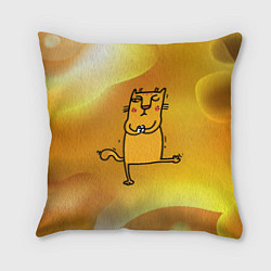 Подушка квадратная Строгий кот занимается йогой, цвет: 3D-принт