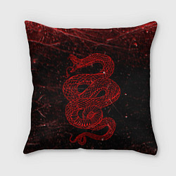 Подушка квадратная Красная Змея Red Snake Глитч