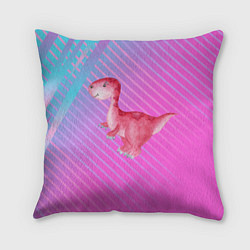 Подушка квадратная Розовый динозаврик