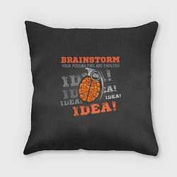 Подушка квадратная Мозговой Штурм Brainstorm, цвет: 3D-принт