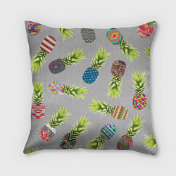 Подушка квадратная Узорные ананасы, цвет: 3D-принт
