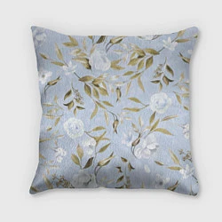 Подушка квадратная Цветы Золотые Листья, цвет: 3D-принт