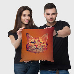 Подушка квадратная Полигональный кот подмигивает, цвет: 3D-принт — фото 2