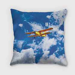 Подушка квадратная Гражданский самолет Ан-2, цвет: 3D-принт