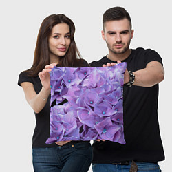 Подушка квадратная Фиолетово-сиреневые цветы, цвет: 3D-принт — фото 2