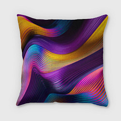 Подушка квадратная Абстрактная волновая композиция Неоновые полосы Ab, цвет: 3D-принт
