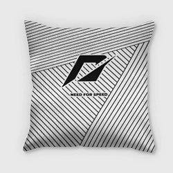 Подушка квадратная Символ Need for Speed на светлом фоне с полосами, цвет: 3D-принт