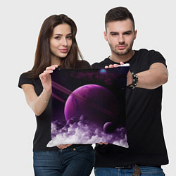 Подушка квадратная PURPLE GALAXY лиловая галактика, цвет: 3D-принт — фото 2