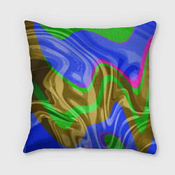 Подушка квадратная Яркая неоновая абстракция, цвет: 3D-принт