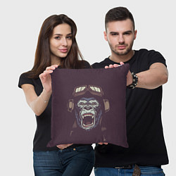 Подушка квадратная Орущая горилла, цвет: 3D-принт — фото 2