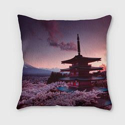 Подушка квадратная Цветение сакуры в Японии