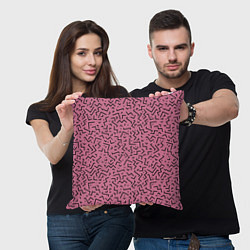 Подушка квадратная Минималистический паттерн на розовом фоне, цвет: 3D-принт — фото 2