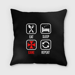 Подушка квадратная Eat, Sleep, Resident Evil, Repeat