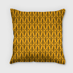 Подушка квадратная Черно-желтый современный узор Листья, цвет: 3D-принт