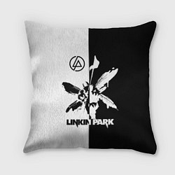 Подушка квадратная Linkin Park логотип черно-белый, цвет: 3D-принт