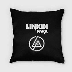Подушка квадратная Linkin Park логотип и надпись, цвет: 3D-принт
