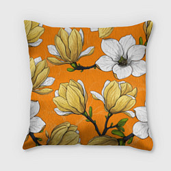 Подушка квадратная Удивительные летние тропические цветы с нераскрывш, цвет: 3D-принт