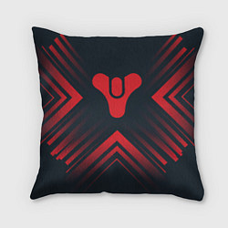 Подушка квадратная Красный Символ Destiny на темном фоне со стрелками, цвет: 3D-принт