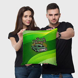 Подушка квадратная Retro зеленый ретро-автомобиль, цвет: 3D-принт — фото 2